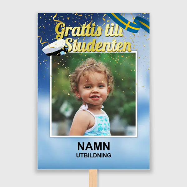 blå studentskylt