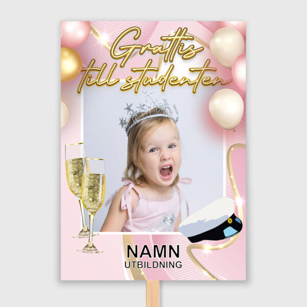 studentskylt rosa festligt